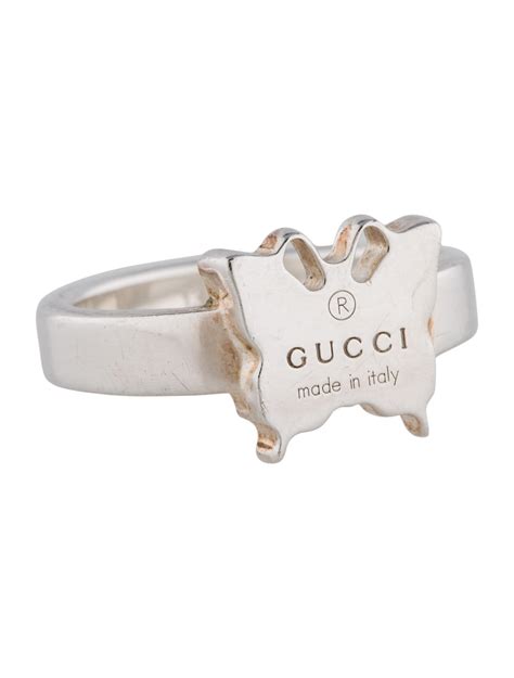 gucci silver butterfly ring